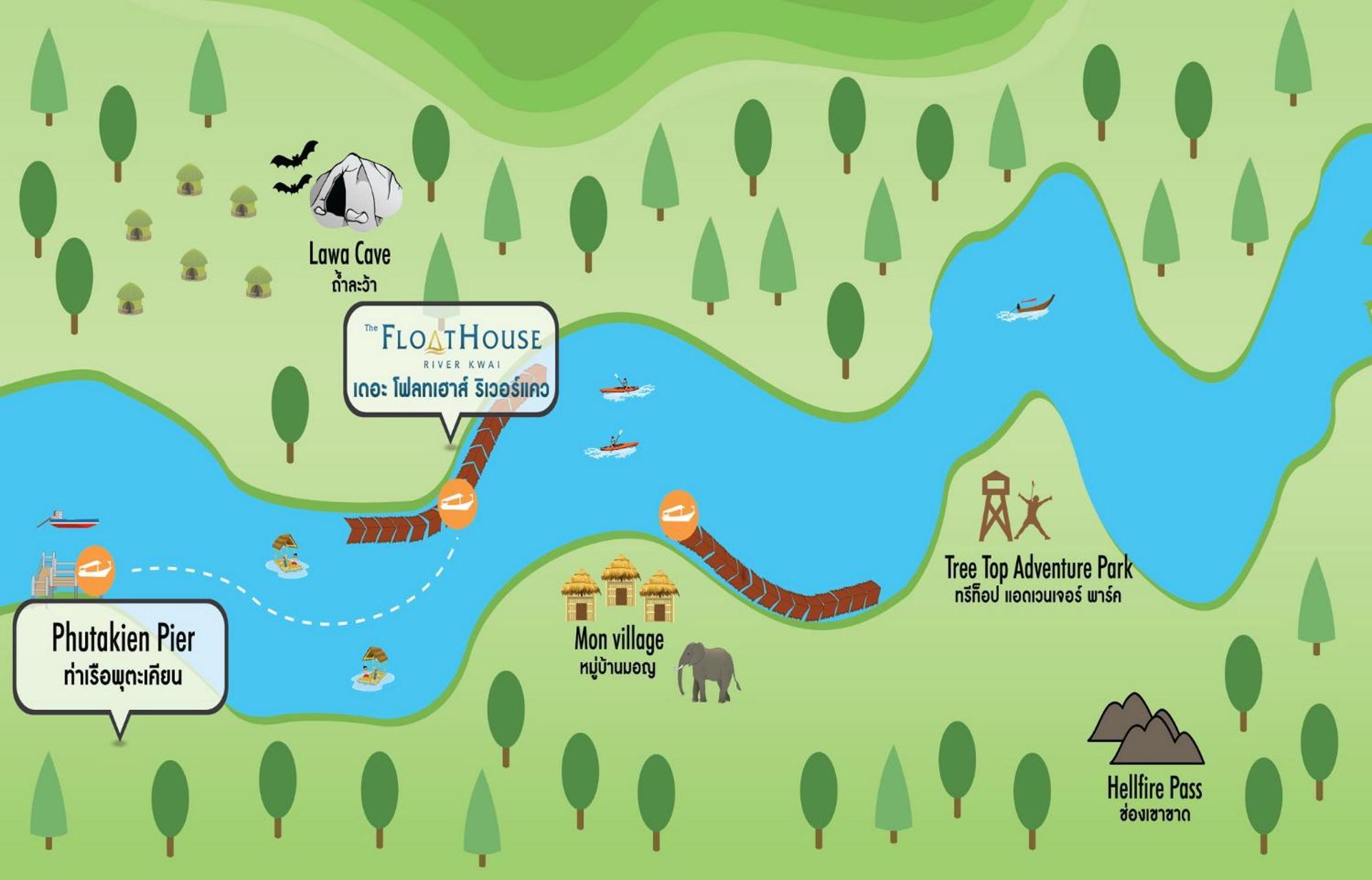 Ban Huai Maenam Noi The Float House River Kwai מראה חיצוני תמונה
